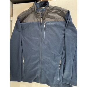 Orvis Men's Navy/Gray Full Zip Lightweight Soft Shell Fleece Lined Jacket Large